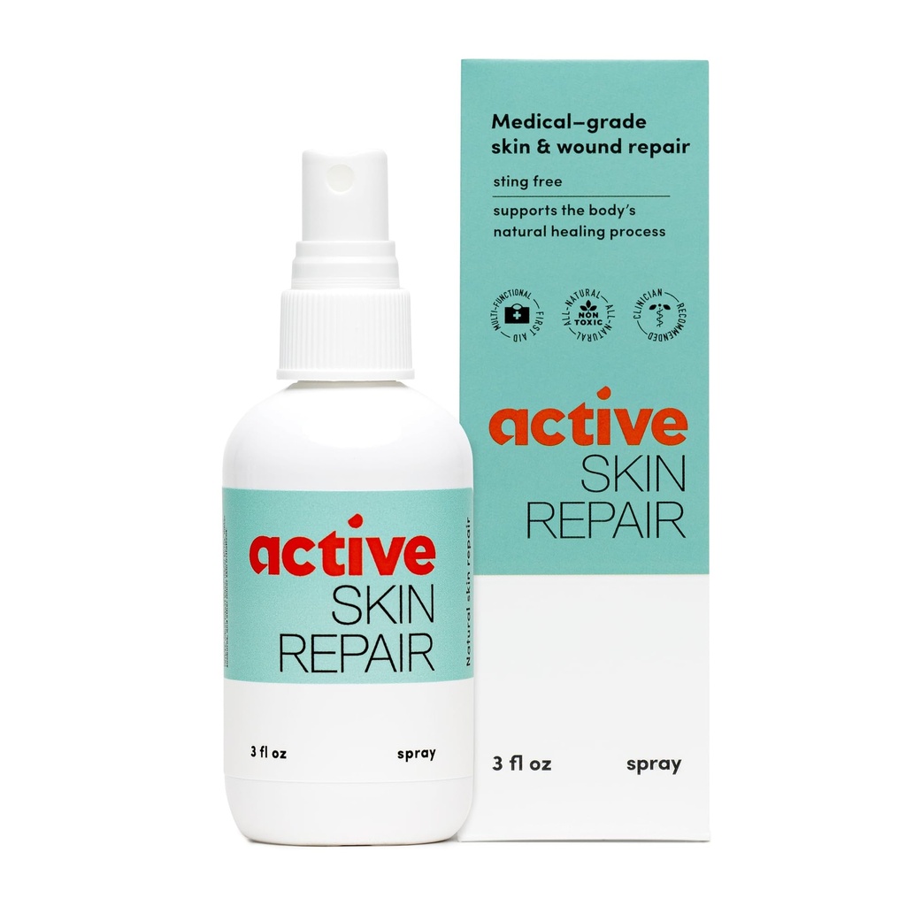 Aktivno popravilo kože Prva pomoč Zdravljenje kože Spray - naravna & ne-toksična s hipoklorno kislino za manjše ureznine, rane, luske, izpuščaji, sončne opekline, & več, 3 oz