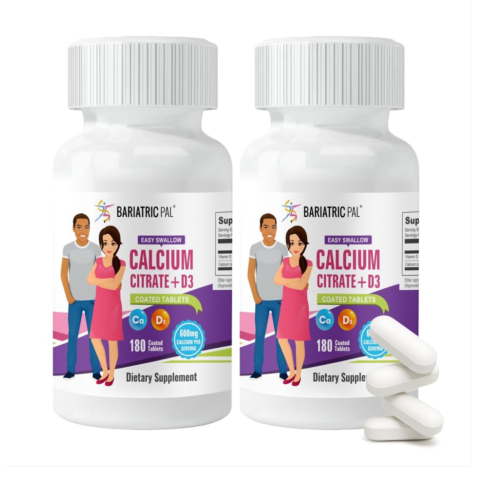 BariatricPal Easy Pogoltniti kalcijev citrat (600 mg) in D3 Obložene tablete (oskrba s 60 dni)