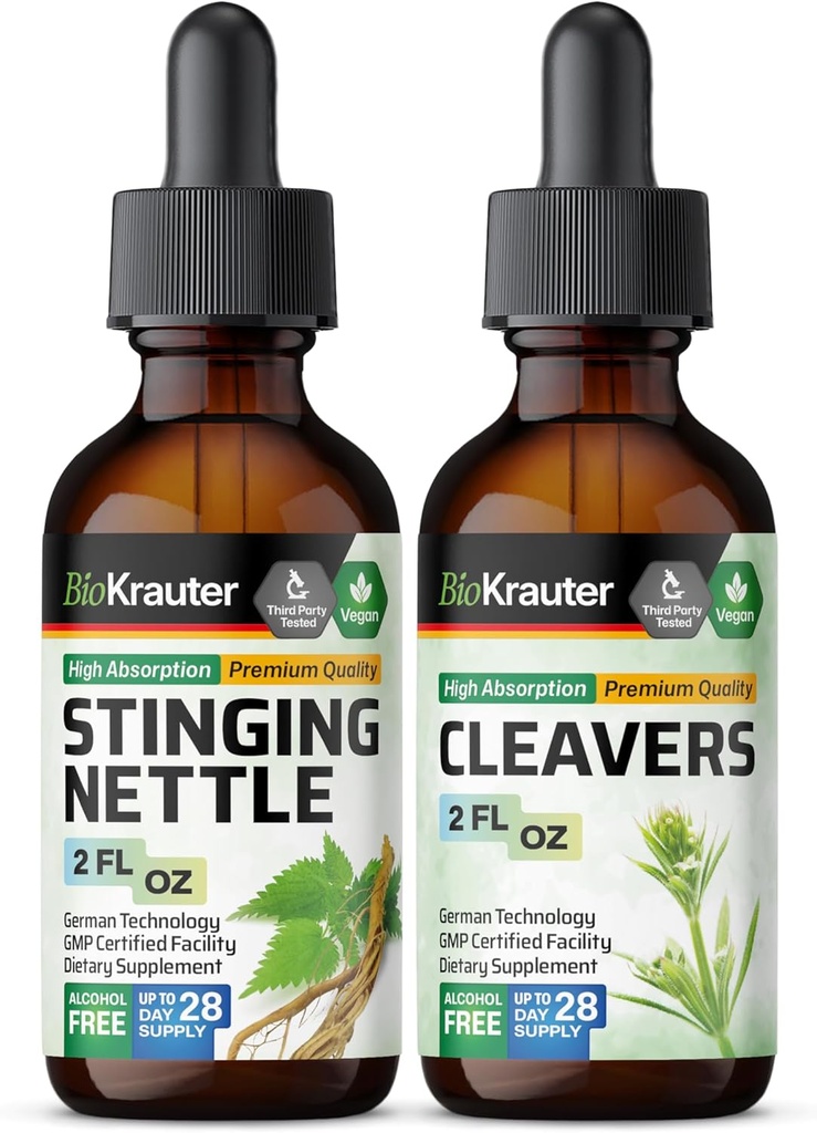 BIO KRAUTER Sting Nettle Tinkture 2 Fl. Oz. & Cleavers Tinkture 2 Fl. Oz.