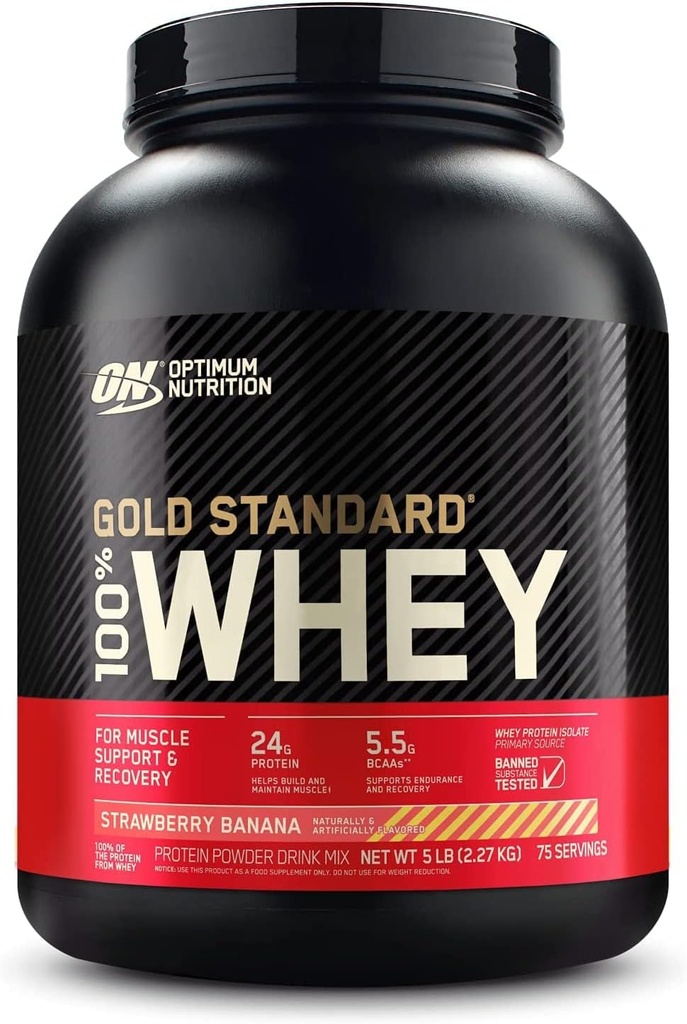 Optimum Nutrition Gold Standard 100% Whey Protein Powder, Jagodna banana, 5 Pound (Package May Vary)