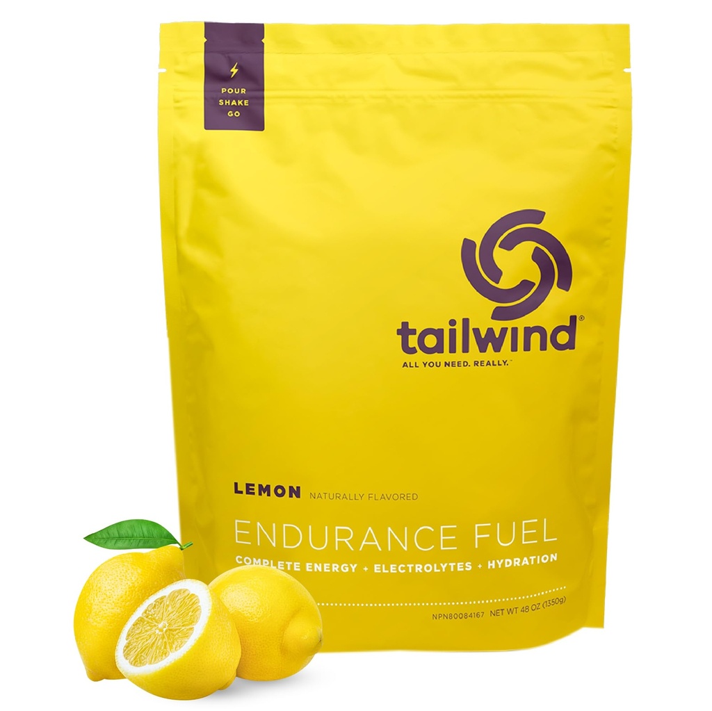 Tailwind Nutrition Endurance Fuel, ogljikovi hidrati in elektrolitski športni pijača Mix prašek, Gluten-free, Vegan, Lemon, 50 Serving