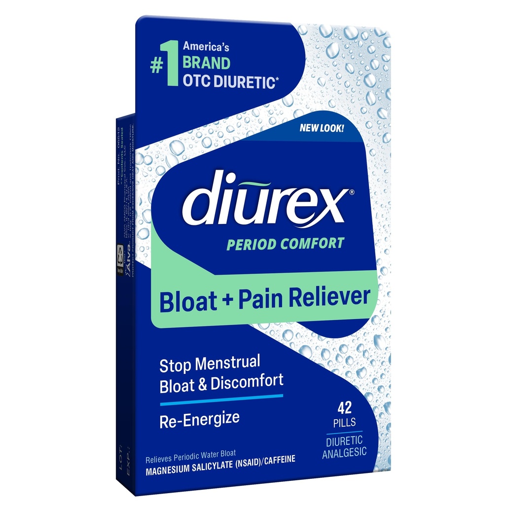 Diurex vodne tablete + lajšanje bolečine - lajšanje vodnega mehurja, Cramps, & utrujenost - 42 Število