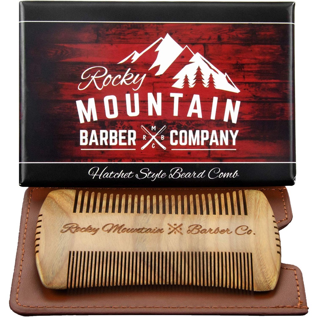 Beard Comb - Sandalwood naravna senčila za lase - Anti-Static & No Snag, ročno izdelana široko & fino zobne ščetke najboljše za brade in usta z nesenje primera Pouch