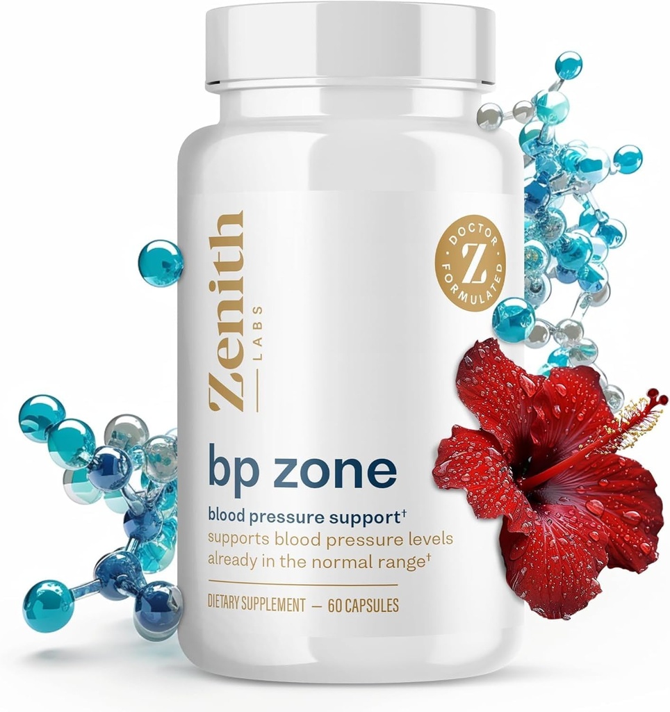 Zenith Labs BP Zona - Naravni pretok krvi dodatek - Zeliščne ekstrakt tablete - Napredna formula z Saffron Crocus, Hibiscus, Česen, CoQ10 in magnezij