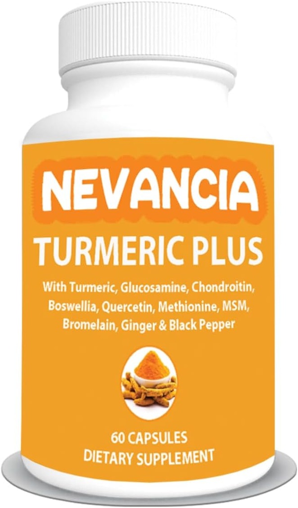 Kurkuma Plus - s kurkuma, glukozamin, hondroitin, Boswellia, metionin, MSM & več – 10 sestavin, ki podpirajo skupno, kosti, kožo, prebavljanje, zdravje srca in imunskega sistema - 60 kapsul