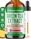 Zeleni čaj 10:1 Ekstrakt 50% EGCG - Tekoče kapljice zelenega čaja - Vegan, 4X Močnejše od tablet in kapsul - 2oz Antioksidant & Imunska dopolnila - Koža, podpora srcu, zdravje možganov in povečanje spomina