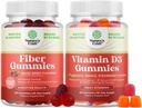 Sveženj fiber žvečilnih gumijev za odrasle - korenski dodatek s prebiotiko za Gut & Digestive - brez sladkorja & Vegan in vitamin D3 Gumies z 2000 i.e. na služijo kostne mišice in imunske podpore
