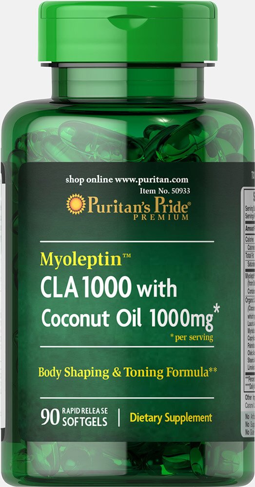 Puritan's Pride Myoleptin CLA 1000 s kokosovim oljem-90 Softgels