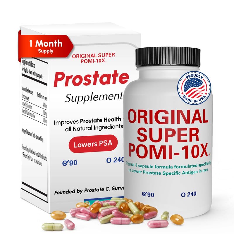 Orignal Super POMI 10X Prostata Health Supplements za moške - Zeliščna Formula z Granatno, Kurkuma, in Zeleni čaj - podpira prostate funkcijo in spodbuja urin Comfort - 90 Count