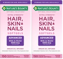 Naravni Bounty Advanced Lasje, kože in nohti, Argan-infundirani vitamin dodatek z biotin in hialuronske kisline, 150 hitro sprostitev softgels (Pack z 2)