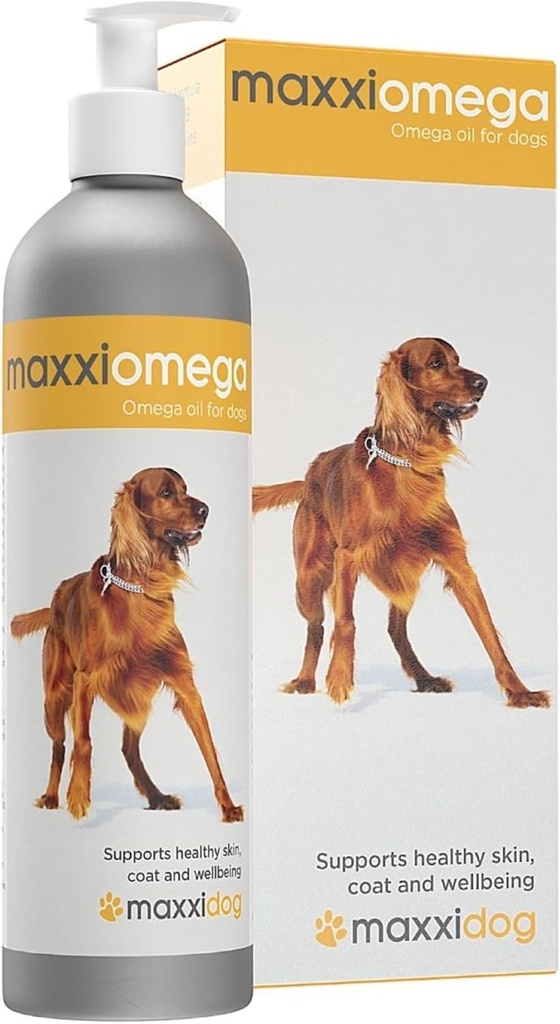 Maxxipaws maxxiomega Omega 3, 6 in 9 Oil Supplement – podpora za kožo in plašč za pse, 10oz