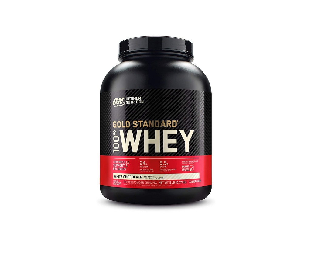 Optimum Nutrition Gold Standard 100% Whey Bela čokolada -- 5 funtov