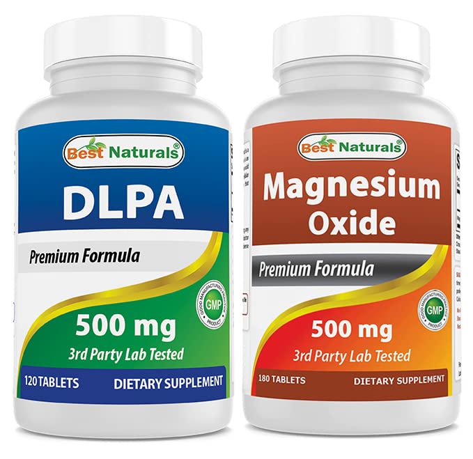 Najboljši naravni DLPA 500 mg in magnezijev oksid 500 mg