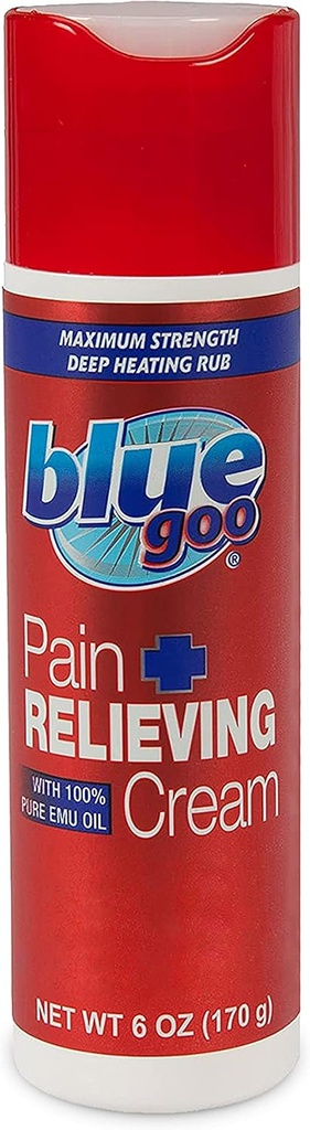 Krema za lajšanje bolečine Blue Goo – FSA & HSA upravičena, največja moč, globoko ogrevalni robček, Made w/ 100% Pure Emu Oil, 6 oz (1 pakiranje)