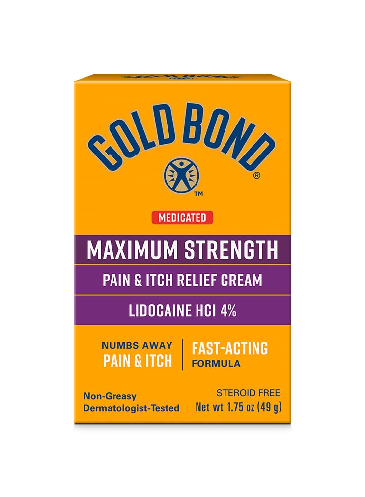 Gold Bond Medicated Največja moč bolečina & srbečica Relief Cream, 1,75 oz., z Lidokain