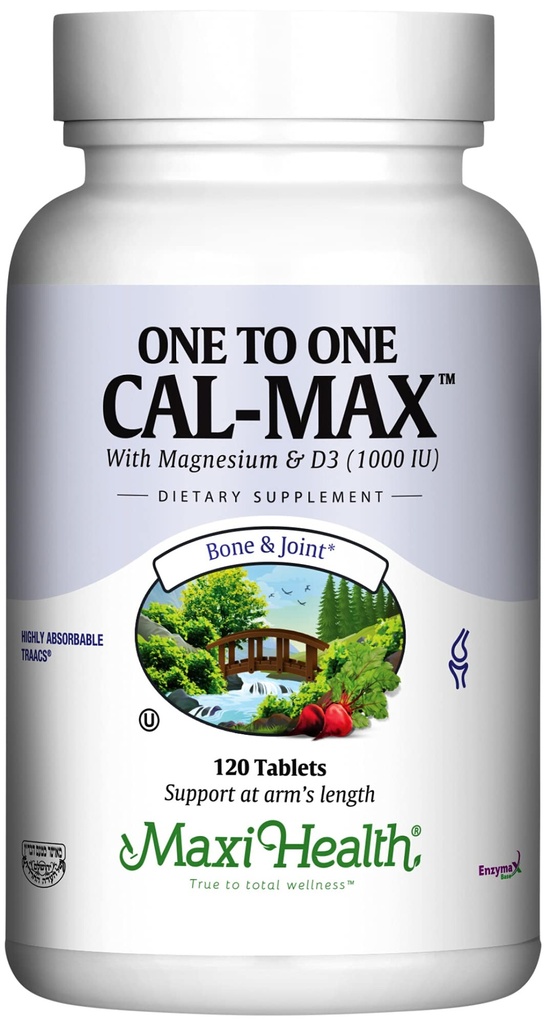 500 mg kalcijevega dodatka z vitaminoma D3 (1000 i.e.) in Magnezij (500 mg) - podpora za kosti, zobe in sklepe za moške in ženske - 120 tablet - ena do ena Cal-Max Maxi zdravje