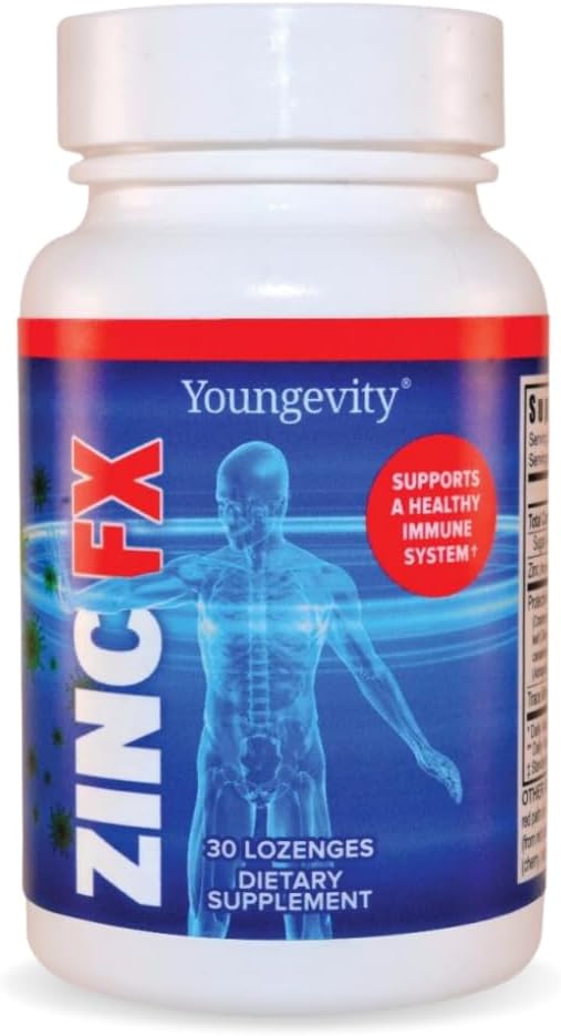 Youngevity Zinc Fx - Zinc + Trace Minerals + Elderberry + Astragalus - Immune Support Chewable - Highly Absorbable - Delicious - 30 Lozenges (Pack of 4)