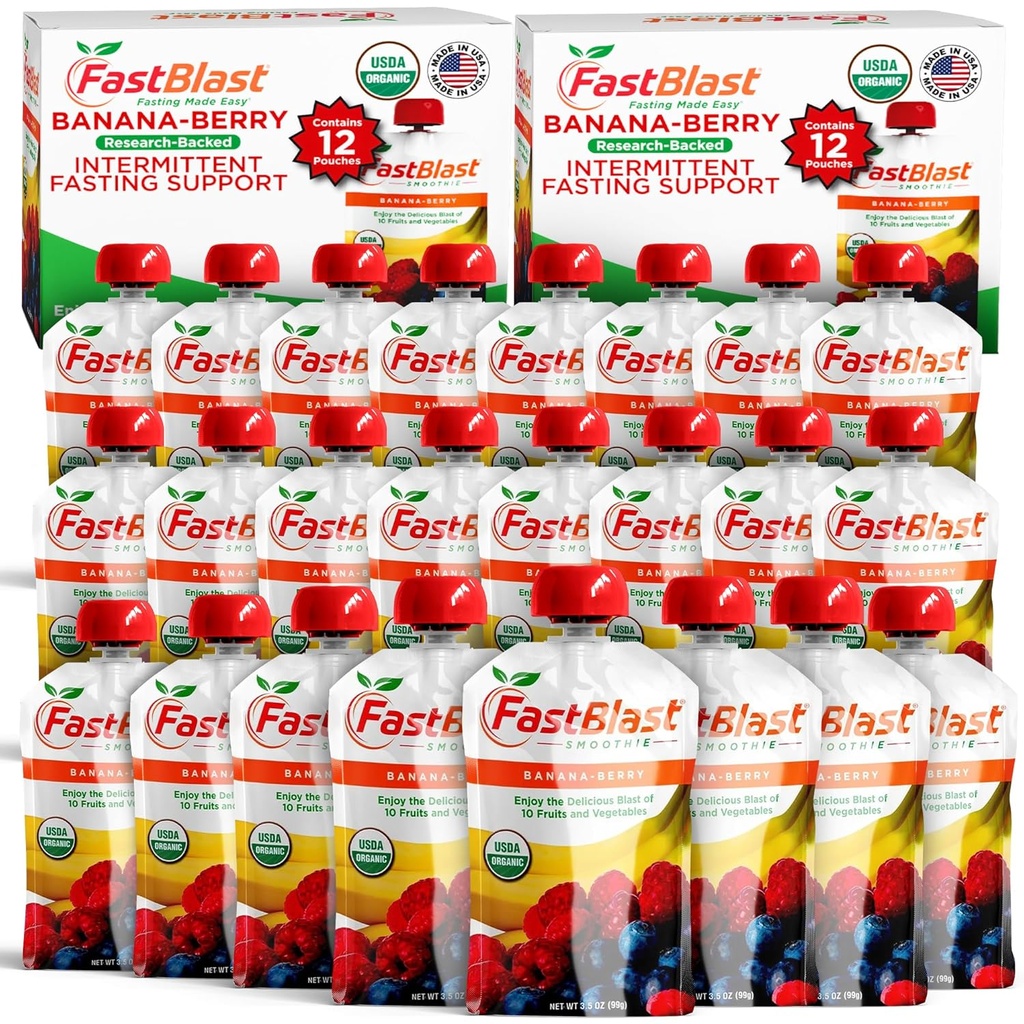 Sadni smoothie vrečke Banana Berry- 2 pakiranja, 24 Pcs Smoothie obrok zamenjava- USDA Organic Healthy Prigrizki za odrasle, Stisnite vrečke za pijačo za odrasle, Mehka živila, Gluten Free Dairy Free Prigrizki
