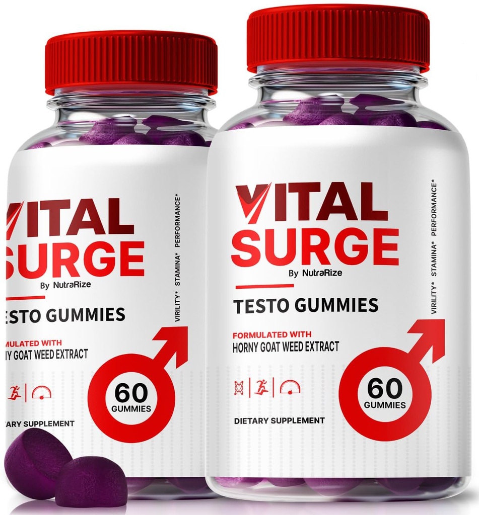 (2 Pack) Vital Surge Testo Gummies – Premium VitalSurge Gummies for Men with Clean Ingredients to Fuel Drive, Confidence and Daily Performance, Easy-to-Chew Tasty Vital Surge ME Gomitas (120 Gummies)