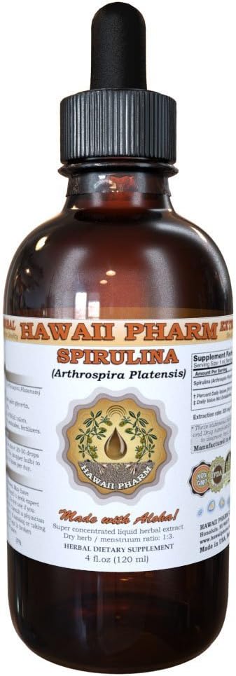HavajiPharm Spirulina Liquid Extract, Organic Spirulina (Arthrospira platensis) Tinktura, Zeliščni dodatek, Made in USA, 2 fl.oz