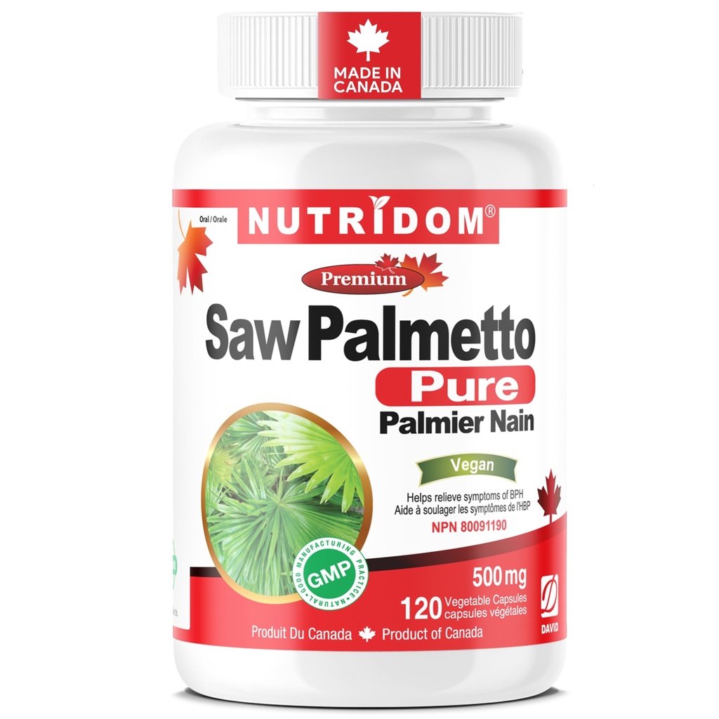 Nutridom Saw Palmetto 500mg, Non-GMO, Vegan, Gluten Free, Soy Free, in Dairy Free (120 Število)