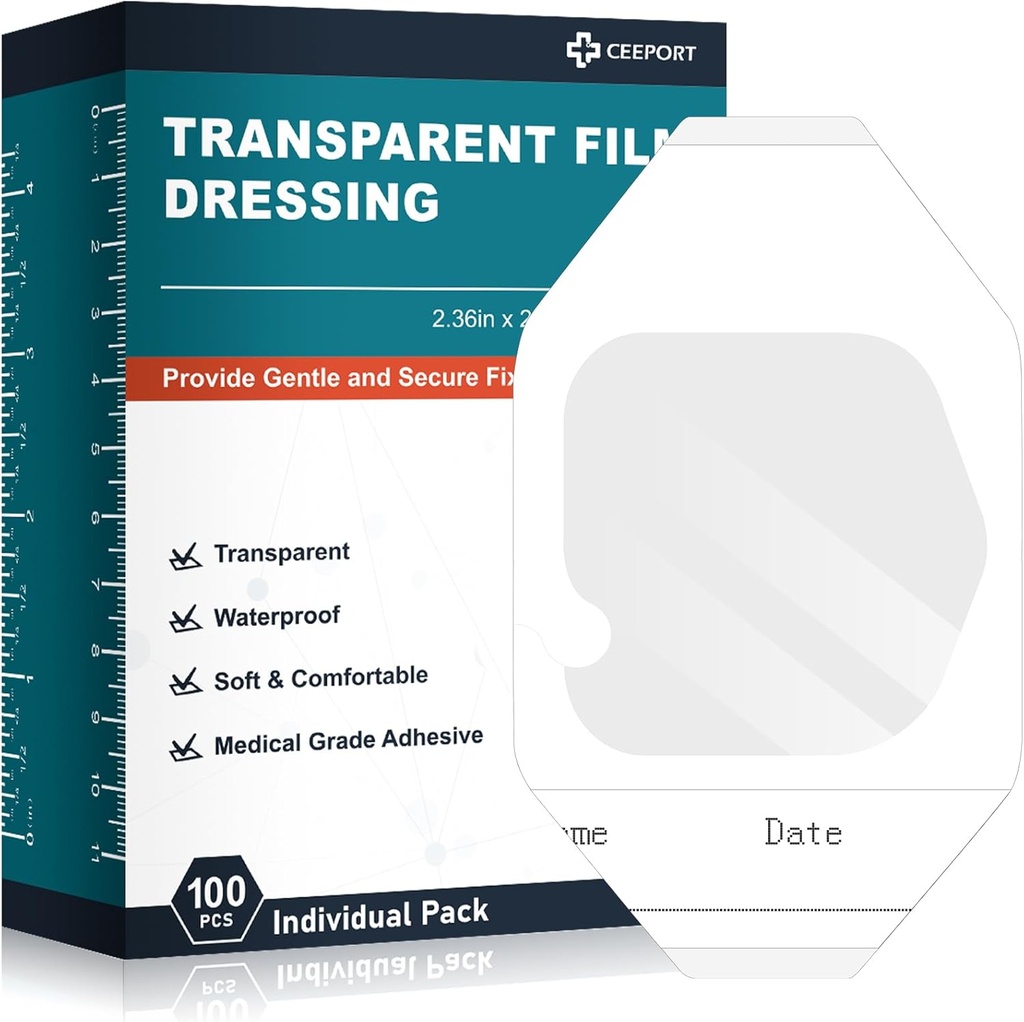 Transparentni film oblačenje 2.36" x 2.75", 100 Packs vodoodporne rane Bande Adhesive obliži, Rane pokrov obliži za post Kirurški tuš, IV Shield, Tattoo Aftercare Bandage