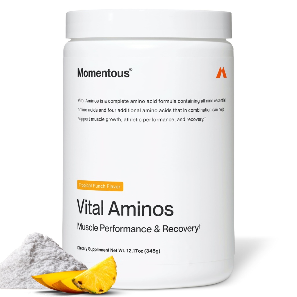 Momentni Vital Aminos Powder Supplement - BCAA & EAA - Tropical Punch - NSF Certified for Sport - GSO- & Gluten-free - 30 Servings - Paket maj Vary