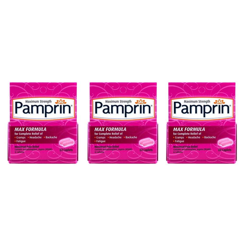 Pamprin največja moč Formula, 24 Caplets (paka 3)