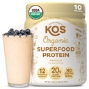 KOS Proteini na osnovi rastlin v prahu, Vanilla USDA Organic - Low Carb Pea Beljakovine Mešanica, Veganska Superfood Bogata z vitamini in minerali - Keto, Soja, Dairy Free - Jedilna zamenjava za ženske in moške - 10 Servingov
