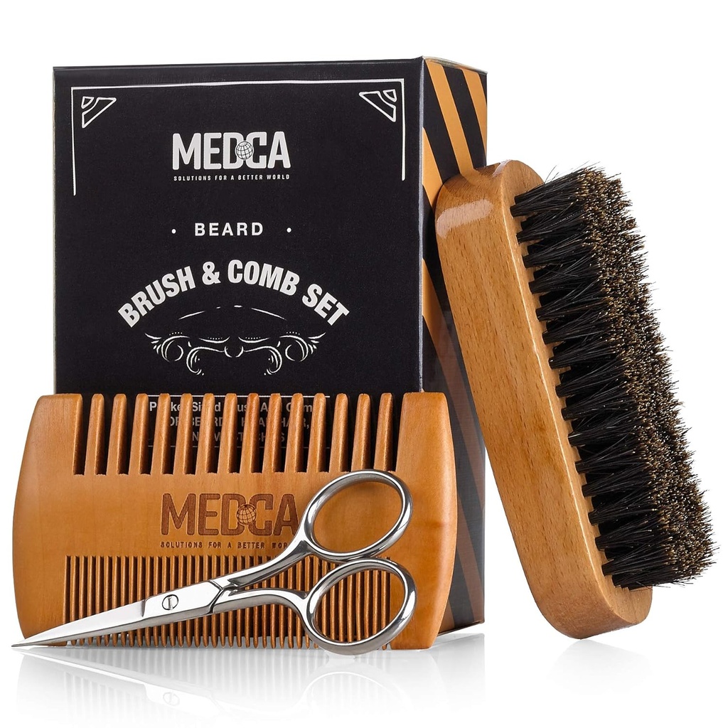 Lesena brada in Comb set za moške - kot nalašč za bradave glave las in Mustaches moški Grooming komplet za styling, Nanašanje Brada olja in Balzami za boljšo nego las rast in impresivno zdravje las