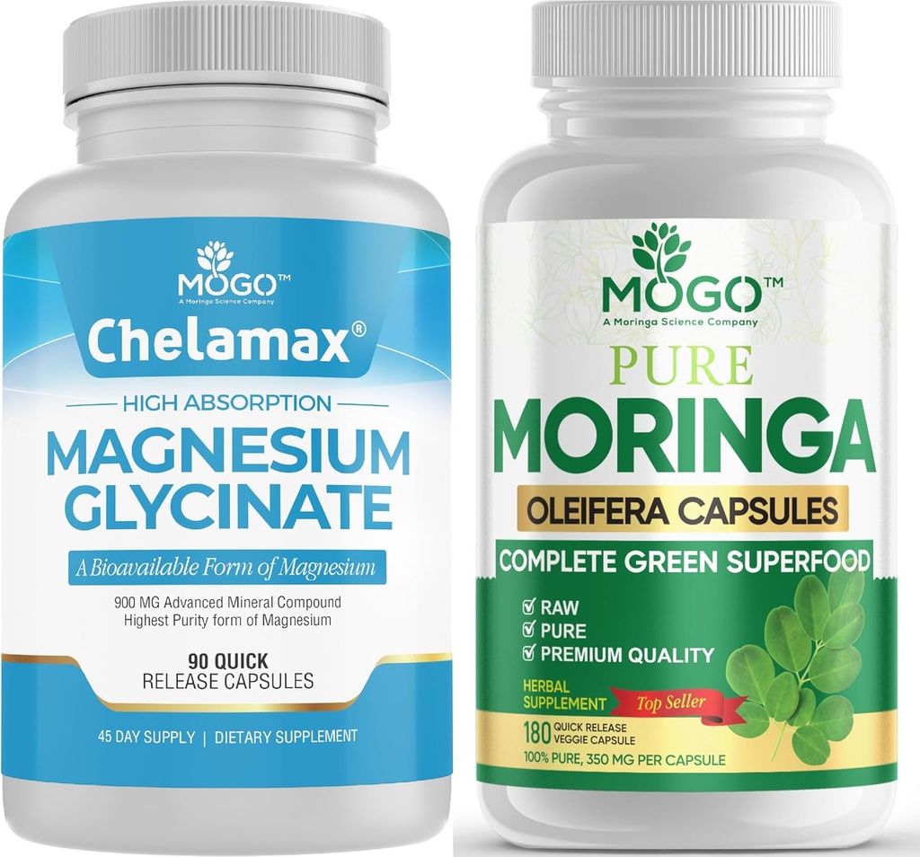 MOGO Pure Magnezijev glicinat in Moringa kapsula - Superfood + boljši mineral