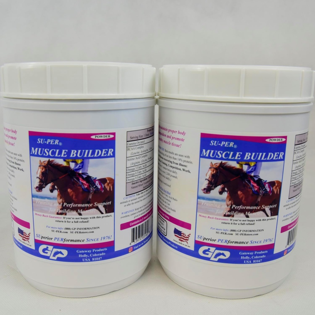SU-PER Muscle Builder Horse Supplement - Usposabljanje in podpora za izvajanje mišic - 2,5 funta, (2 paketa)