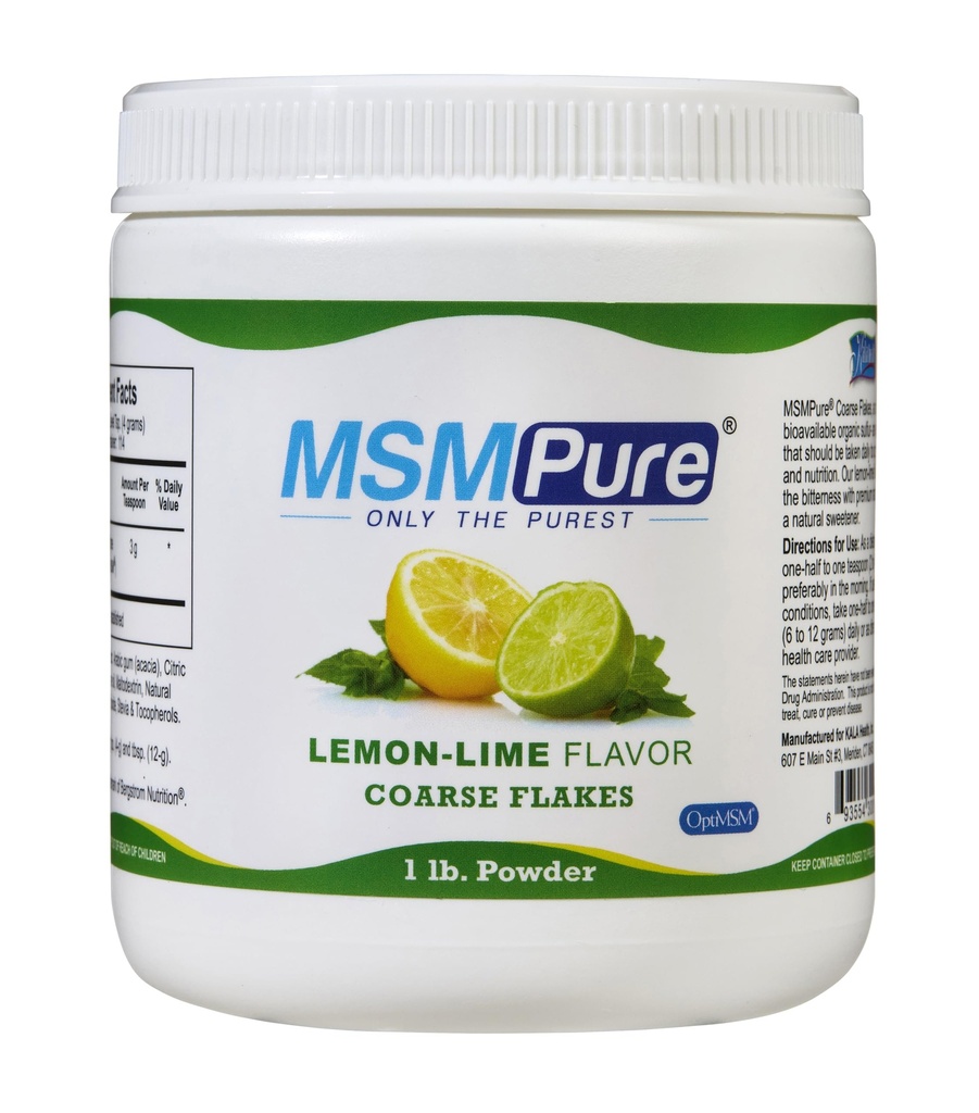 KALA ZDRAVSTVENI MSMPUR limona limete arome MSM prahu kosmiči – US-Made MSM za skupno zdravje, videz kože in podporo las in nohtov – 1 lb, organsko žveplo
