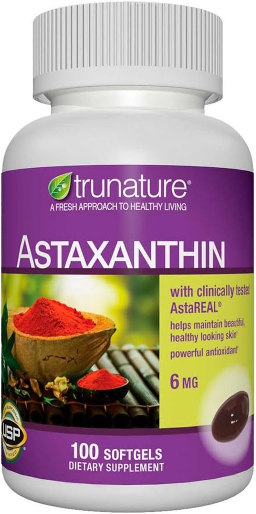 Generic trunatur Astaksantin 6 mg. - Izboljša elastičnost kože, vlaga, tekstura in Tone - 100 Softgels