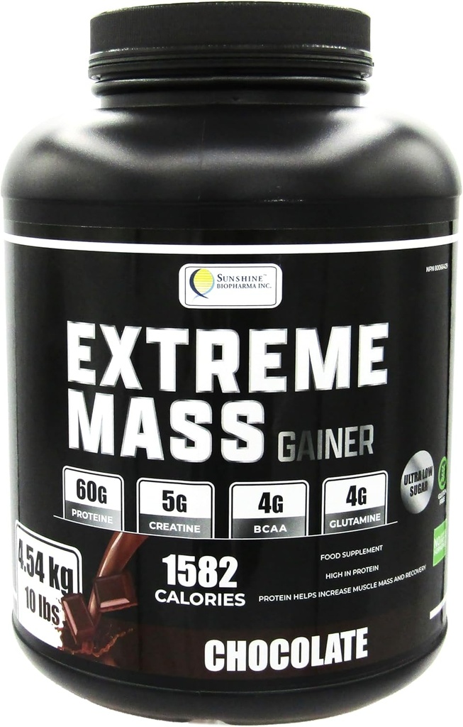 Extreme Mass Hujšanje Muscle Builder, 10 lb (4,54 kg) z manj sladkorja za intenzivne treninge iz visoko kalorie fortified sirotkinih beljakovin (Chocolate)