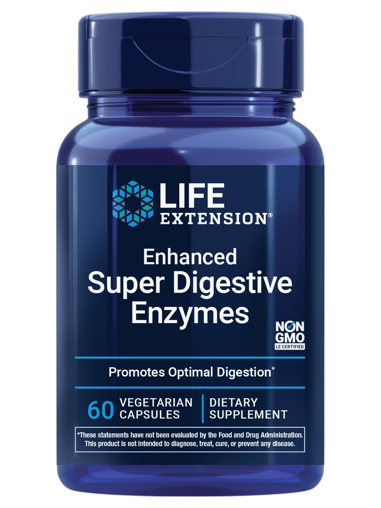 Life Extended Super Prebavne encime, Podpira prebavljanje, Comfort, prebavljanje rastlin na osnovi živil, Ne-GMO, Vegetarian, 60 kapsul