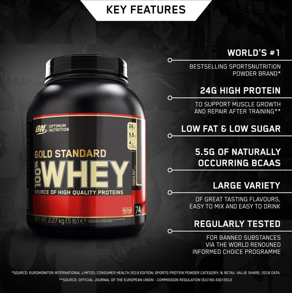 Optimalna prehrana 100% Whey Gold Standard, dvojno bogata čokolada, 5 funtov
