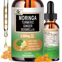 Moringa kapljice - Organski Moringa Leaf Extract Tekoči z kurkuma ingver Boswellia za energijo, zdravje kože, zdravje Gut - Visoka absorpcija Zelena Superživila w/Essential Vitamini in aminokisline