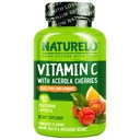 NATURELO Vitamin C z organskim ekstraktom Acerola Cherry in Citrus Bioflavonoidi - Veganski dodatek - Imunska podpora - 500 mg VIT C na pokrovček - Non-GMO - 90 kapsul
