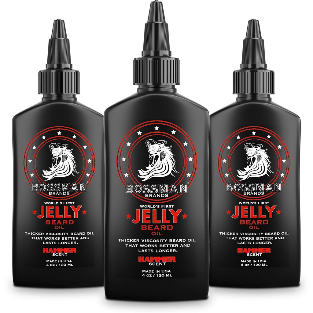 Bossman medenjaki olje za moške - 3 Pack (12 oz skupaj, Hammer Scent) – Mehkužci, Vlaži & pogoji z naravnimi sestavinami