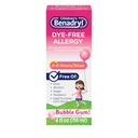 Otroški Benadryl Dye-free Alergy Relief Liquid + 12,5 mg Difenhidramin HCl, Antihistaminik Alergija Medicina za otroke pomaga lajšanje Runny Nose & Sneesing, Bubble Gum Flavor, 4 fl. oz