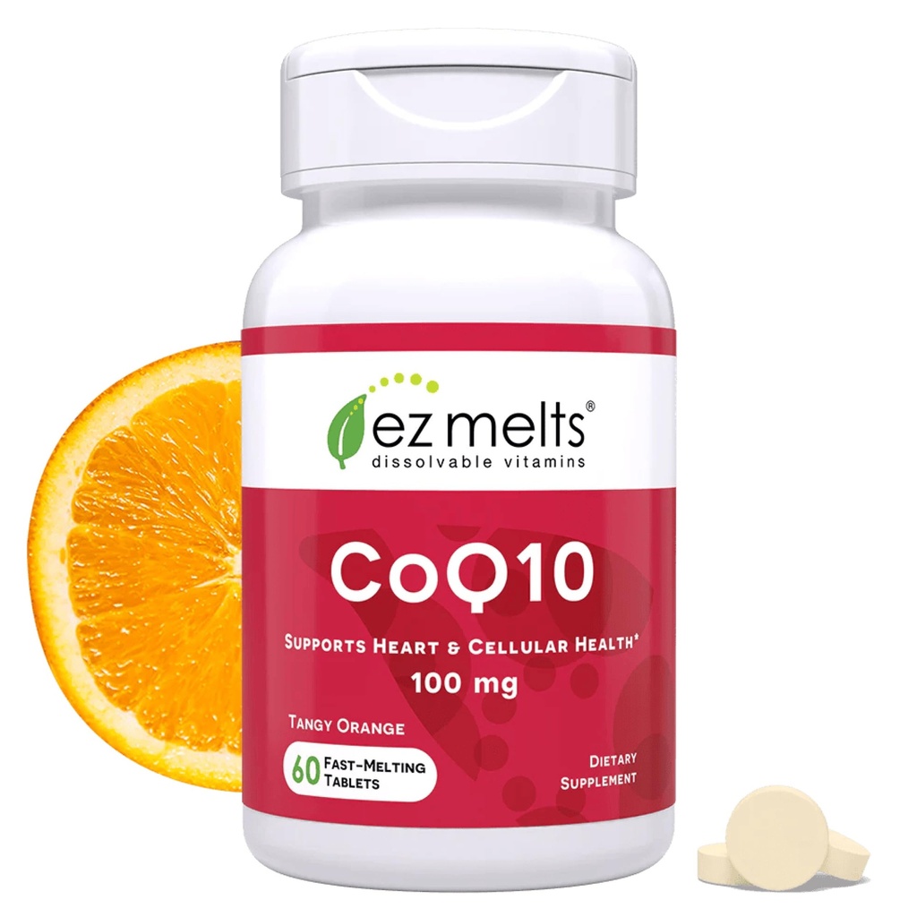 EZ Taline Razrešljiv CoQ10 dodatek 100 mg, brez sladkorja, 2-mesečna dobava - 1 pakiranje