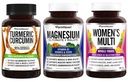 FarmHaven Magnezij + Multivitamin za ženske + Kurkumin z BioPerin črni poper