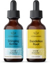 HERBAMAMA Zeliščne tekoče kapljice komplet - Komplet stinging koprive & Dandelion Root Tinkture 2 fl oz - Vegan, Non-GMO, Sugar & Alkohol-free - 2 paket