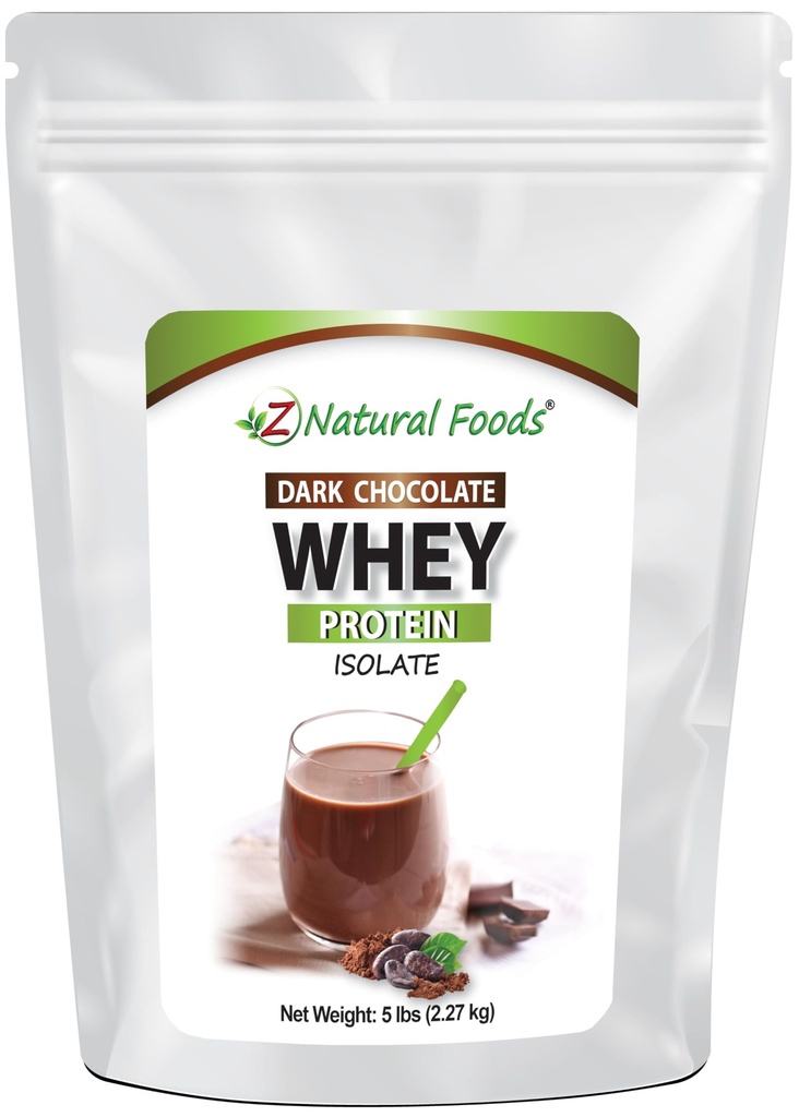 Z Natural Foods temna čokoladna sirotkinih beljakovin izolat, naravne beljakovine v prahu z nič sladkorja, obogaten z Vital proteini za povečanje energije in hujšanje, Gluten brez, ne-GMO, 5 lbs