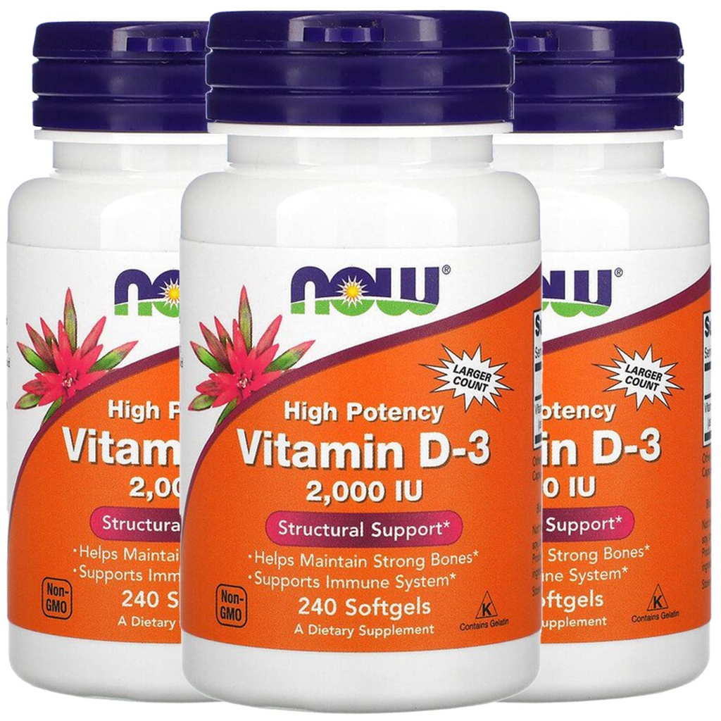 Now Foods Now Foods Vitamin D-3, 50 μg (2.000 i.e.), 240 Softgels, 3 pakiranje