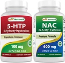 Best Naturals 5-HTP (5-hydroxytryptophan) 100 mg & NAC - N Acetyl Cysteine 600 mg