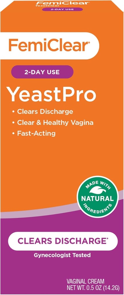 FemiClear YeastPro krema, Počisti razrešnico, hitro delovanje, Izdelano z naravnimi sestavinami, Ginecolog Tested, 0,5oz krema
