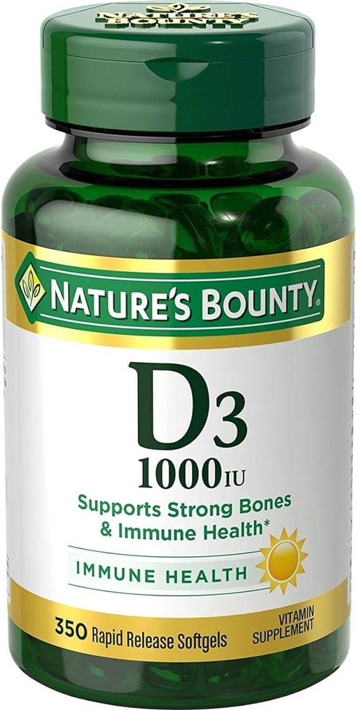 Narava Bounty Bounty D- 1000 i.e. dietna dopolnila za hitro sproščanje tekoči softgels 350 ea (paket z 2)