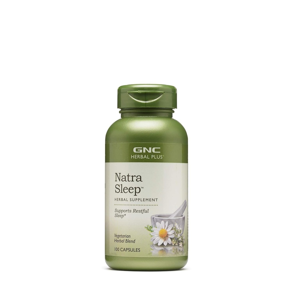 GNC Herbal Plus Natra Sleep Supplement, vegetarijanec, Podpira mirno spanje, 50 Služabnikov